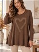 Maglione a forma di cuore con strass, taglie forti