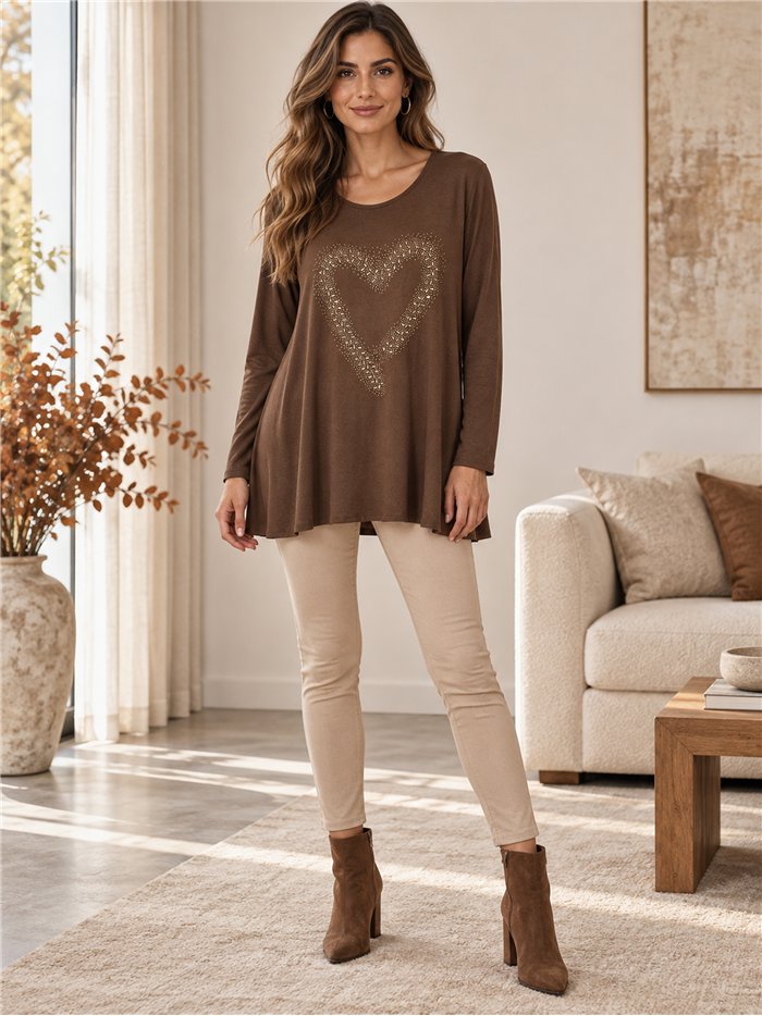 Maglione a forma di cuore con strass, taglie forti