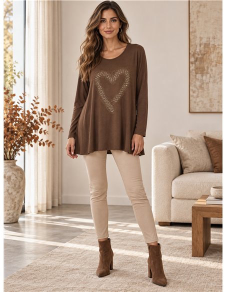 Maglione a forma di cuore con strass, taglie forti