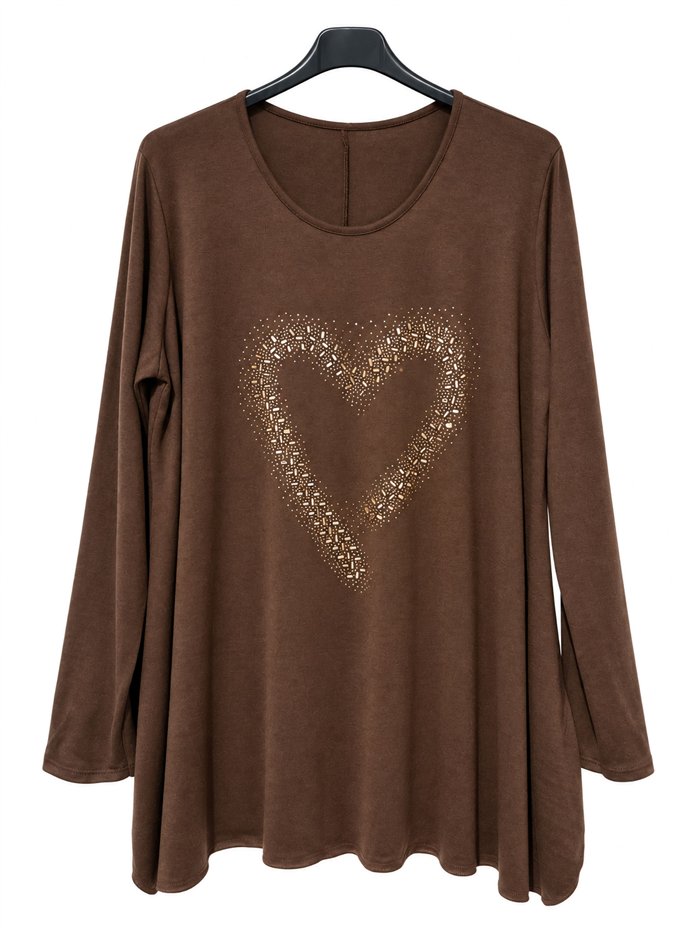 Maglione a forma di cuore con strass, taglie forti