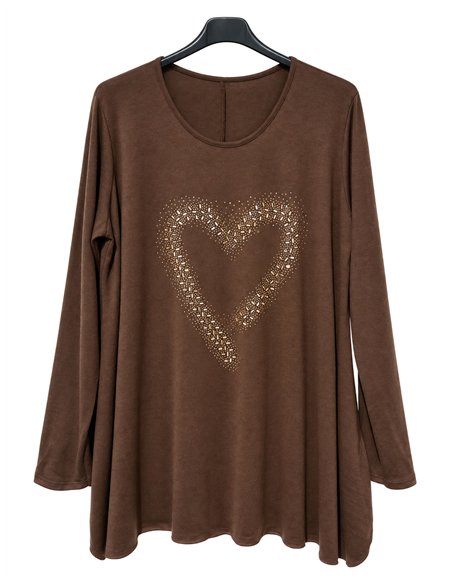 Maglione a forma di cuore con strass, taglie forti
