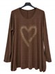 Maglione a forma di cuore con strass, taglie forti