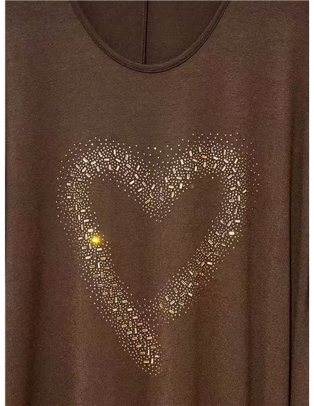 Maglione a forma di cuore con strass, taglie forti