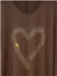 Maglione a forma di cuore con strass, taglie forti