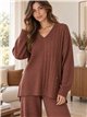 Cable knit sweater and wide-leg trousers set