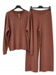 Cable knit sweater and wide-leg trousers set