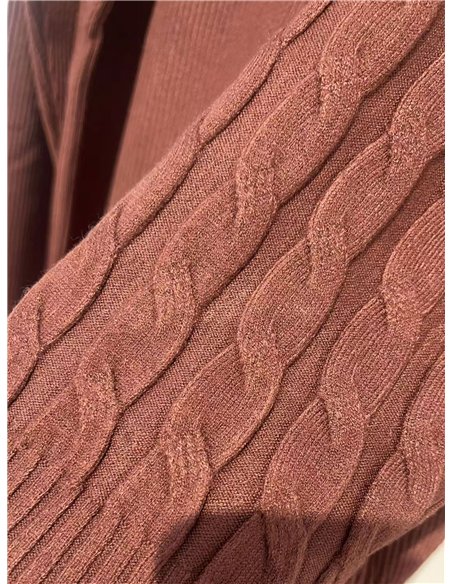 Cable knit sweater and wide-leg trousers set