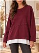 Sudadera amplia efecto camisa tachuelas
