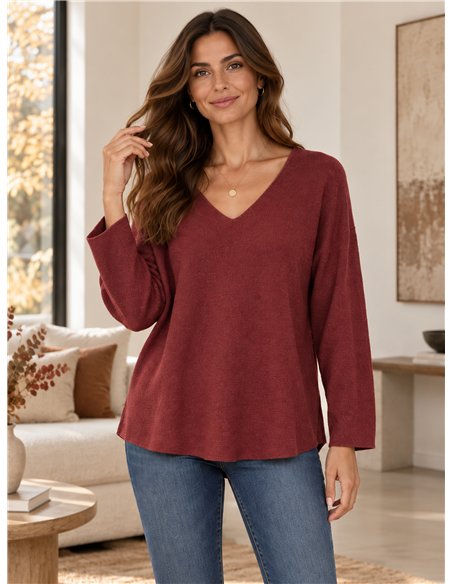 Feinstrickpullover mit V-Ausschnitt
