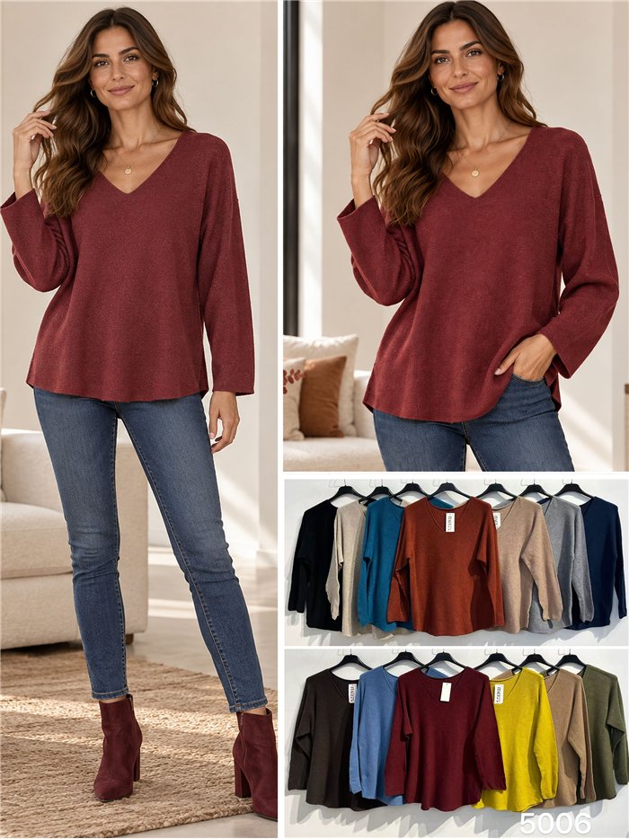 Feinstrickpullover mit V-Ausschnitt