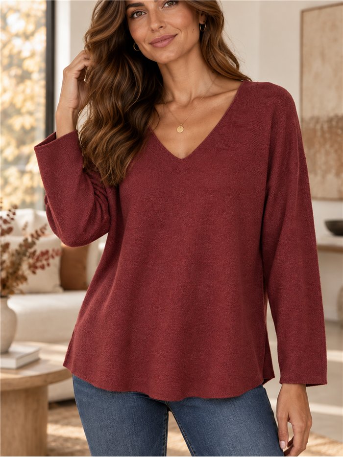 Feinstrickpullover mit V-Ausschnitt