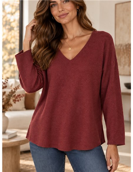 Feinstrickpullover mit V-Ausschnitt