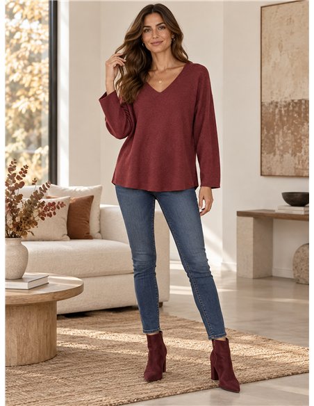 Feinstrickpullover mit V-Ausschnitt