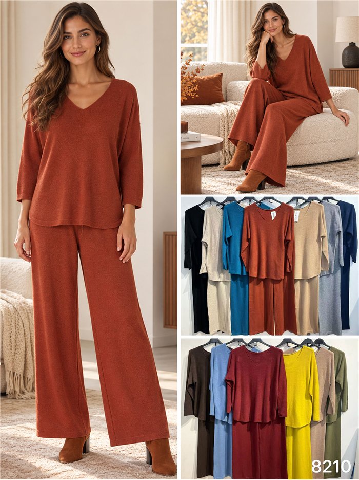 Ensemble pull à col V et pantalon large