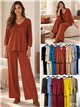 Ensemble pull à col V et pantalon large