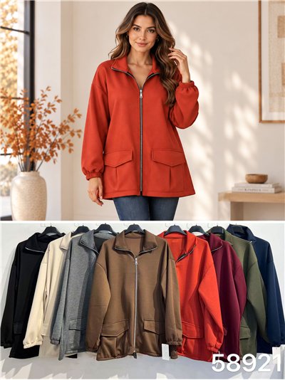 Chaqueta cremallera y bolsillos talla grande 2