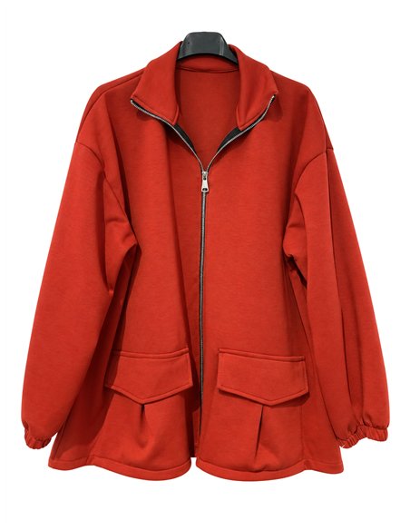 Chaqueta cremallera y bolsillos talla grande