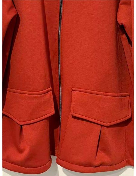 Chaqueta cremallera y bolsillos talla grande