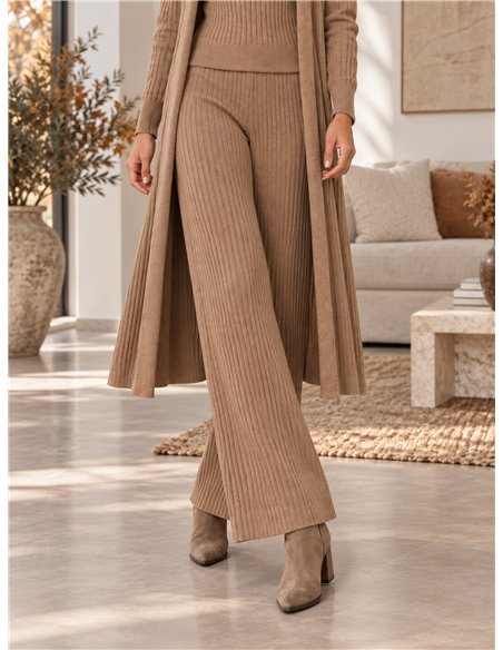 Geripptes Cardigan-Set bestehend aus Oberteil und Hose