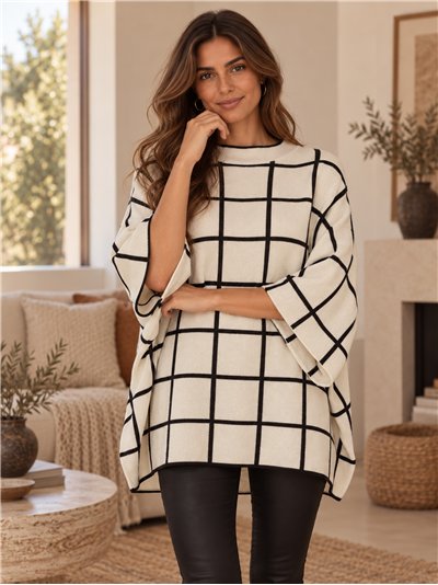 pull à carreaux oversize