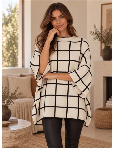 pull à carreaux oversize