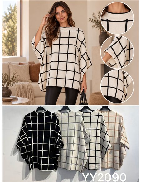 pull à carreaux oversize