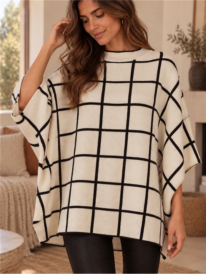 pull à carreaux oversize
