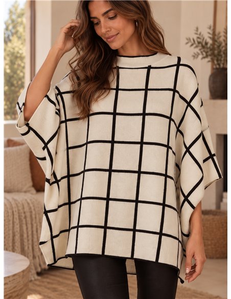 pull à carreaux oversize
