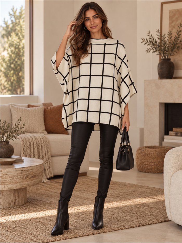 pull à carreaux oversize