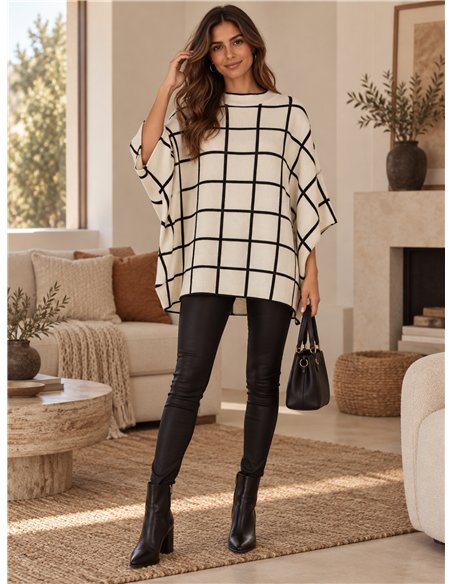 pull à carreaux oversize