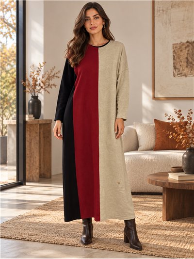 Vestido largo color block talla grande