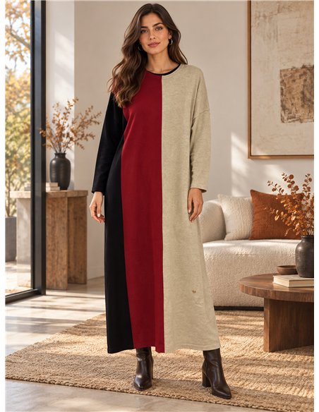 Vestido largo color block talla grande