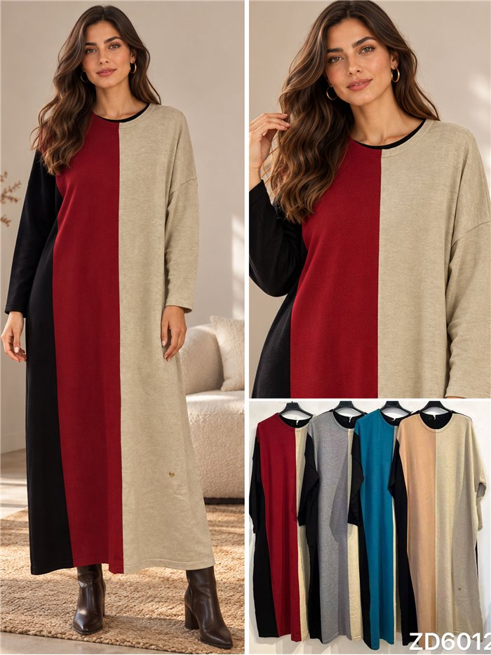 Vestido largo color block talla grande