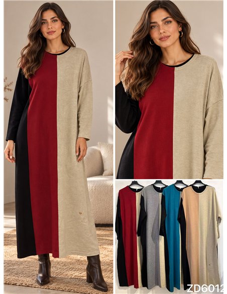 Vestido largo color block talla grande