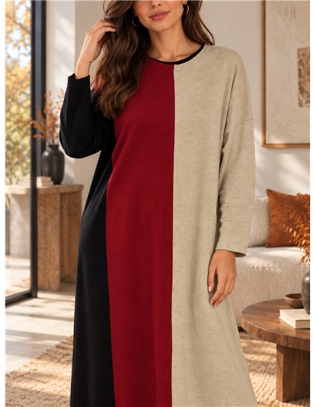 Vestido largo color block talla grande