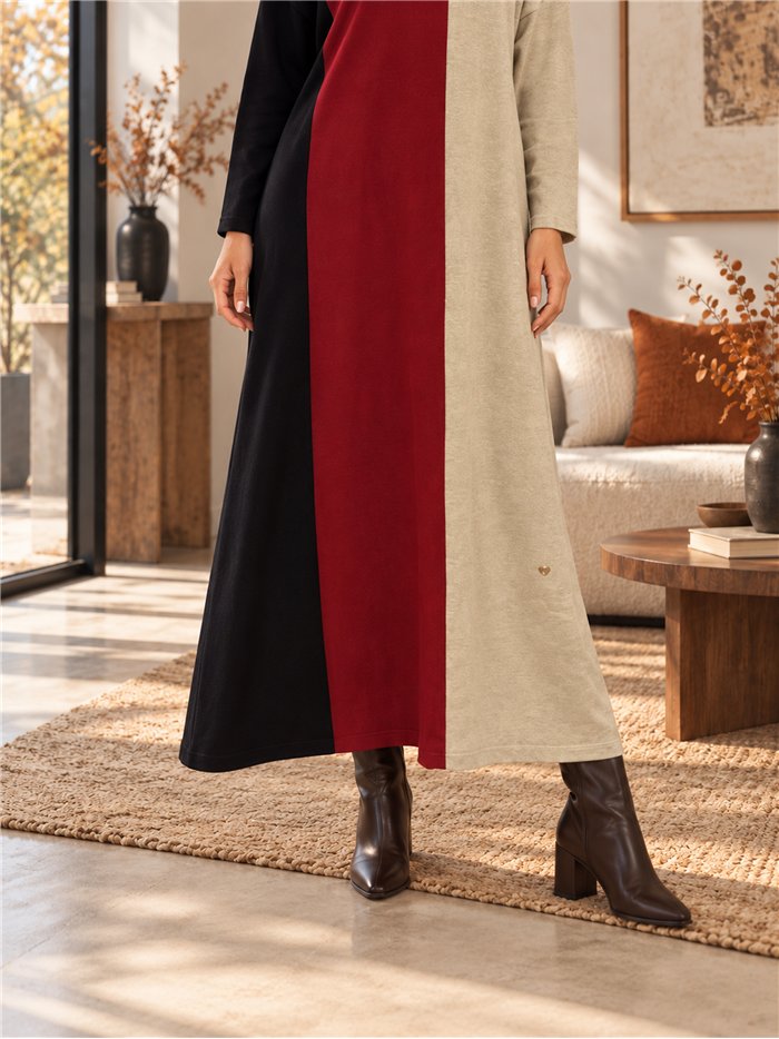 Vestido largo color block talla grande