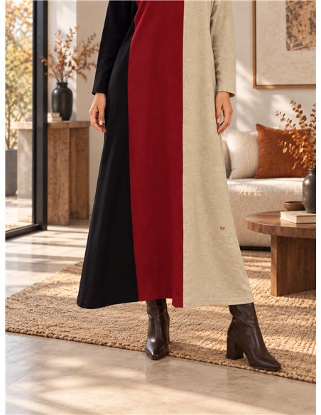 Vestido largo color block talla grande