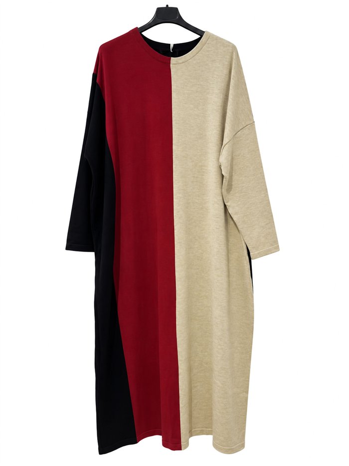 Vestido largo color block talla grande