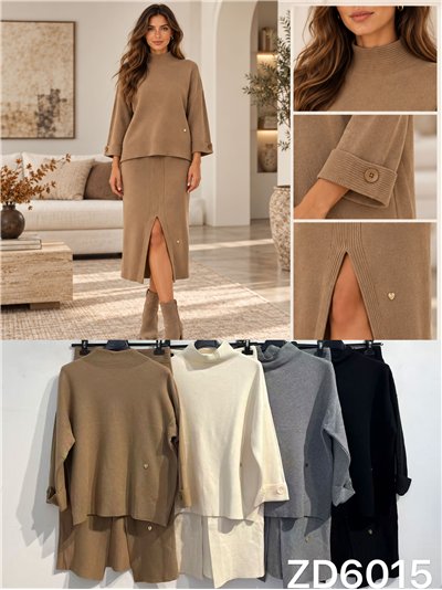 ensemble pull à col roulé et jupe midi 2