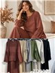 Panel-seam knit sweater and wide-leg trousers