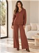 Conjunto jersey cuello pico y pantalón wide leg
