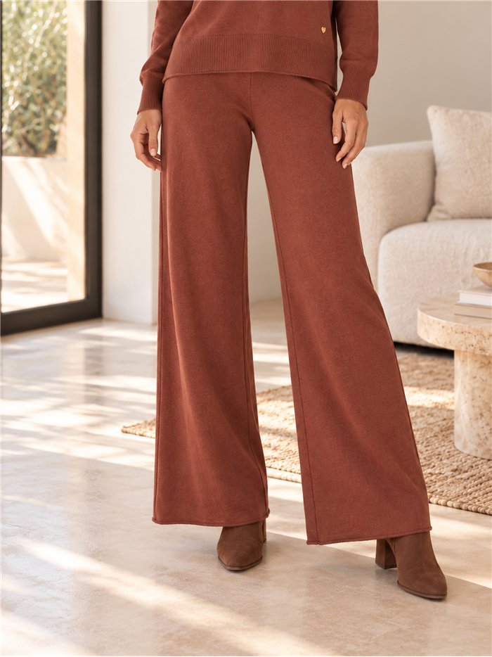 Conjunto jersey cuello pico y pantalón wide leg