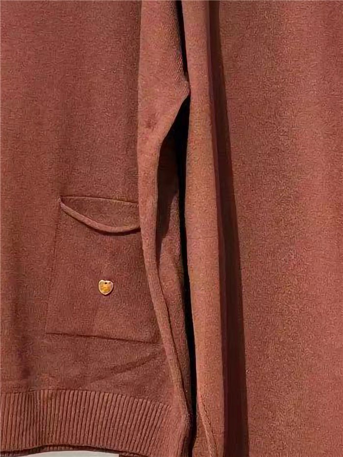Front-pocket knit sweater and wide-leg trousers set