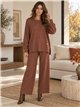 Ensemble pull oversize avec fentes latérales et pantalon à jambes larges