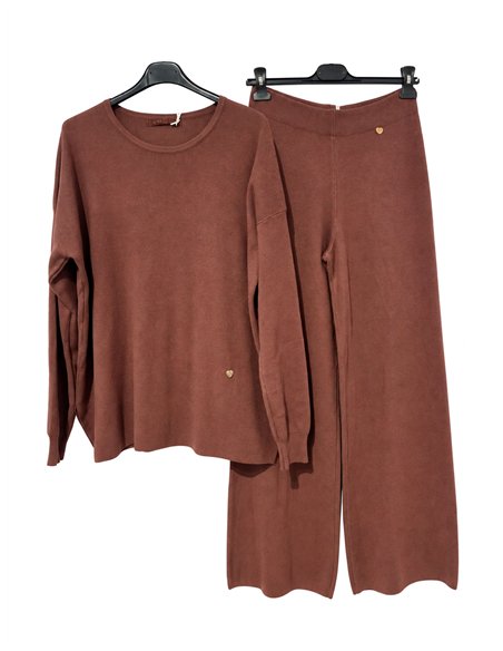 Ensemble pull oversize avec fentes latérales et pantalon à jambes larges