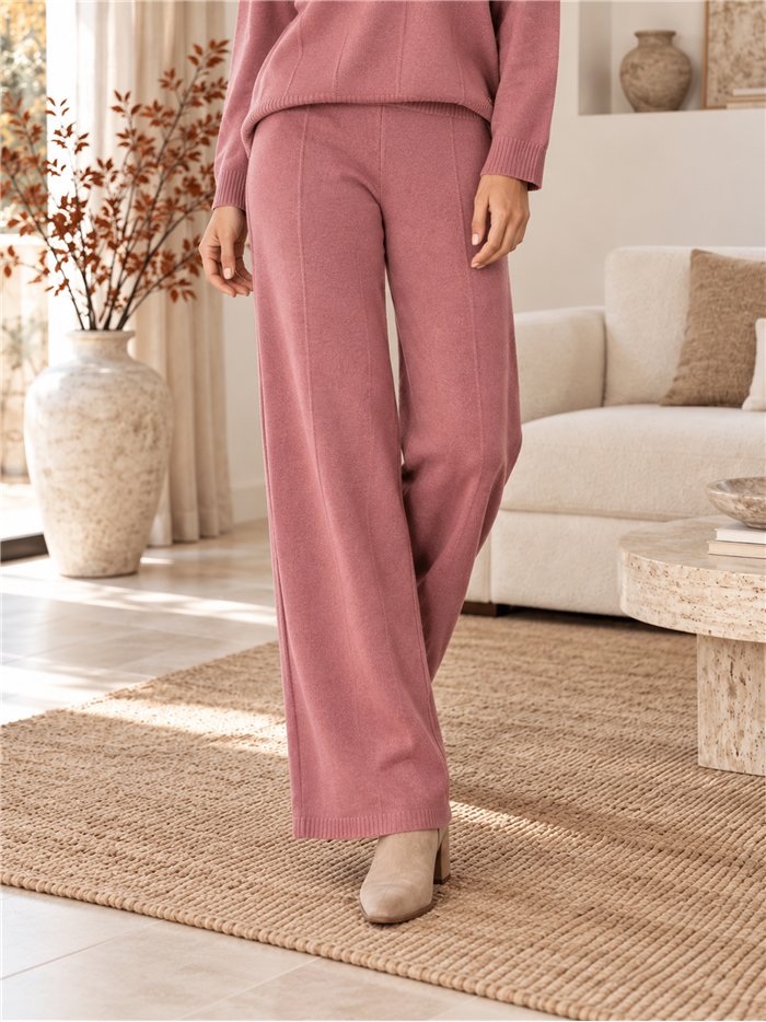 Conjunto jersey cuello polo y pantalón wide leg