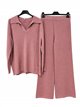 Conjunto jersey cuello polo y pantalón wide leg