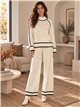 Conjunto jersey ribetes en contraste y pantalón wide leg