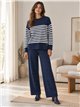 Conjunto jersey rayas horizontales y pantalón wide leg
