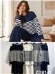 Conjunto jersey rayas horizontales y pantalón wide leg
